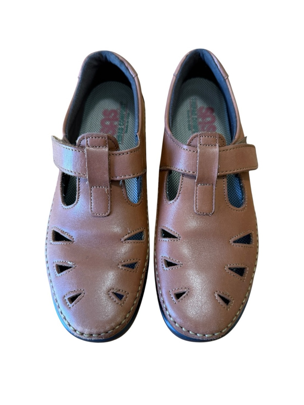 SAS Roamer Chestnut Brown Slip On T-Strap Mary Jane Loafers Shoes Size 9N